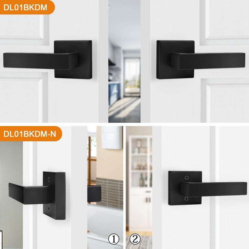 Probrico Non-Turning Half-Dummy Levers in Matte Black, Stainless Steel Square Bar Single Dummy Handles, Heavy Duty Hardware for Closet Balcony Pantry or French Doors(Exposed Screws, 6 Pack) - Image 2